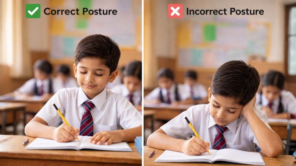 Proper Sitting Posture for Kids While Writing | Handwriting Tips